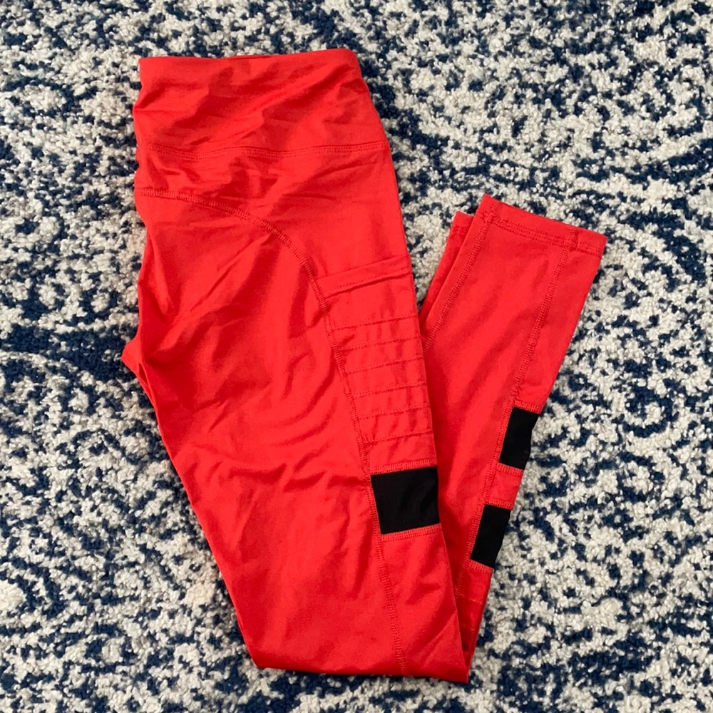 Bright red Virus workout leggings